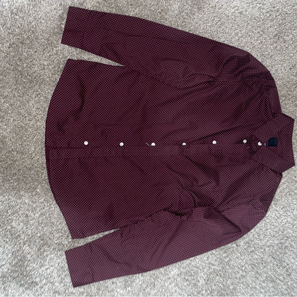 H&M Burgundy Geometric Button Down Long Sleeve Shirt Size Large